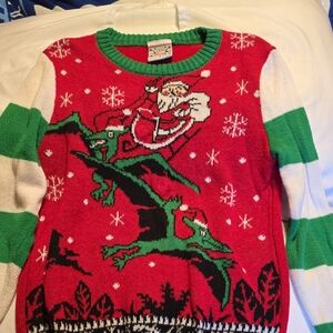 Festive Red and Green Kids Sweater